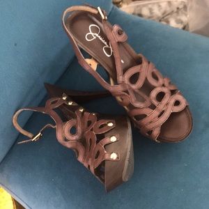 Dark brown platform sandals
